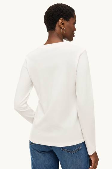 Femmes - Haut à manches longues - regular fit - blanc crème