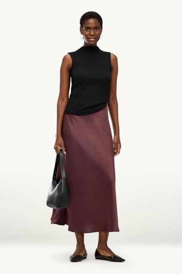 Women - Satin skirt - bordeaux