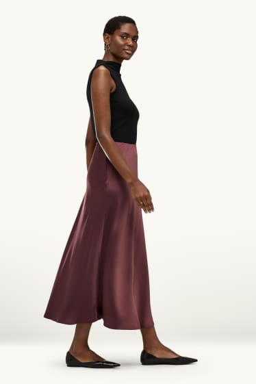 Women - Satin skirt - bordeaux