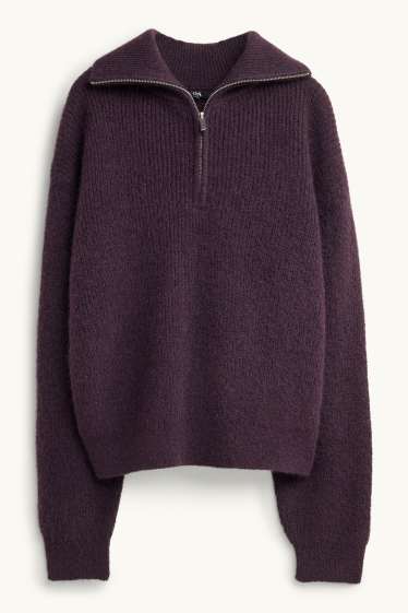 Femmes - Pull - finition côtelée - violet