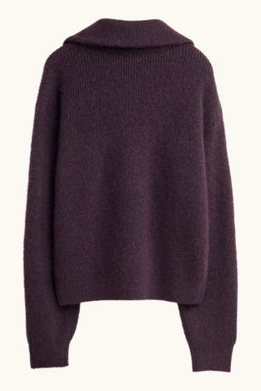 Femmes - Pull - finition côtelée - violet