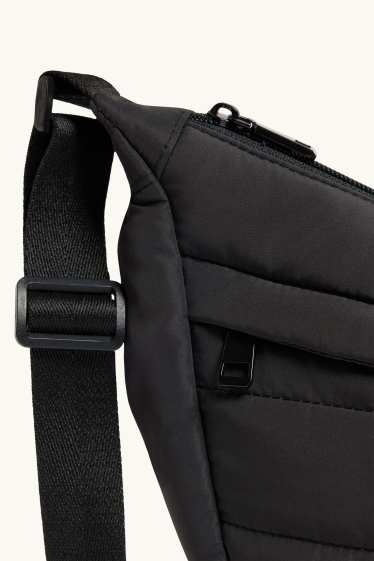 Dames - Schoudertas met stiksels - zwart