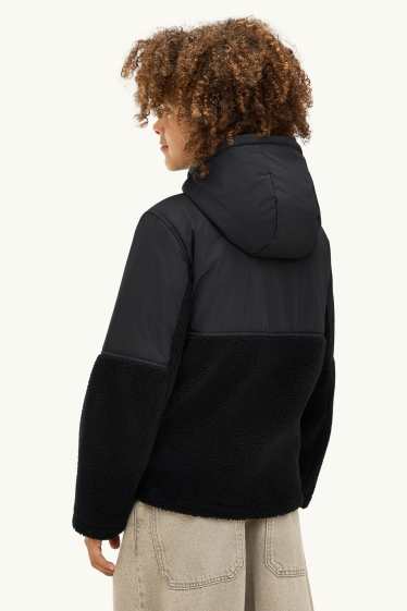 Kinder Buben - Jacke mit Kapuze - gefüttert - schwarz