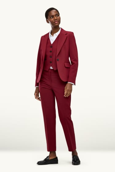 Femei - Pantaloni office - talie medie - cigarette fit - bordo