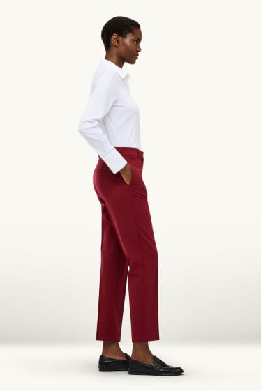 Femei - Pantaloni office - talie medie - cigarette fit - bordo