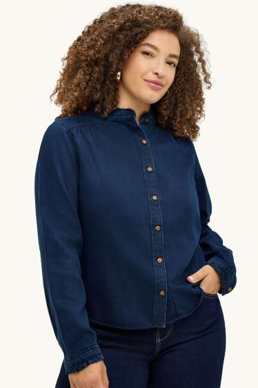 Damen - Jeansbluse - dunkeljeansblau