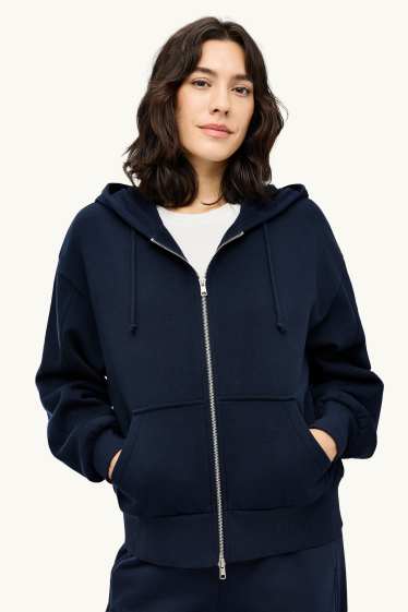 Damen - Sweatjacke mit Kapuze - petrol