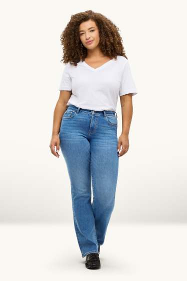 Damen - Bootcut Jeans - Mid Waist - Shaping-Jeans - LYCRA® - jeansblau