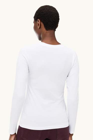 Damen - Multipack 2er - Langarmshirt - Slim Fit - weiss / beige