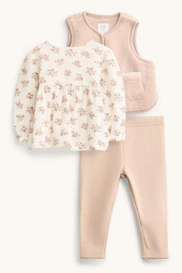 Miminka - dívky - Květiny - outfit pro miminka - 3dílný - krémově bílá