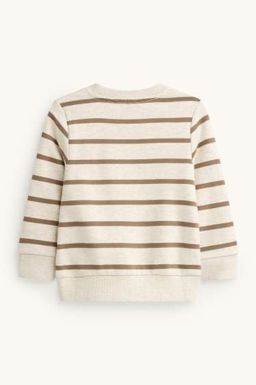 Enfants garçons - Ours, raton laveur et lion - sweat - à rayures - marron / blanc crème