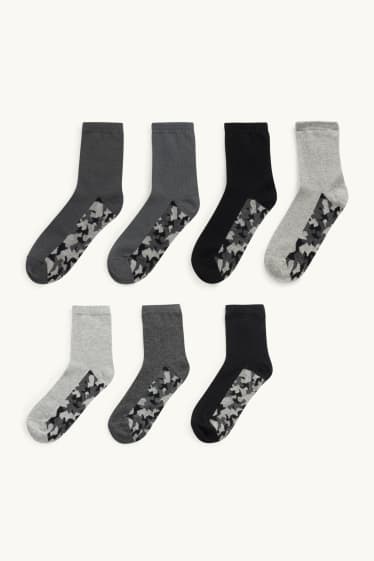 Enfants garçons - Lot de 7 paires - chaussettes à motif - gris clair