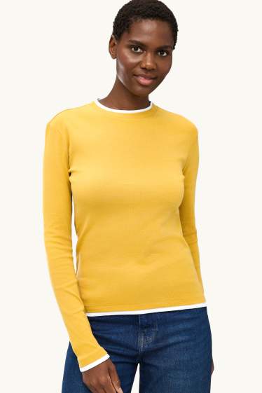 Dames - Longsleeve - regular fit - 2-in-1-look - geel