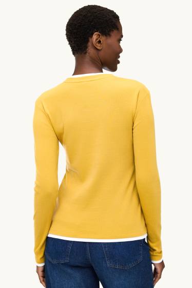 Dames - Longsleeve - regular fit - 2-in-1-look - geel