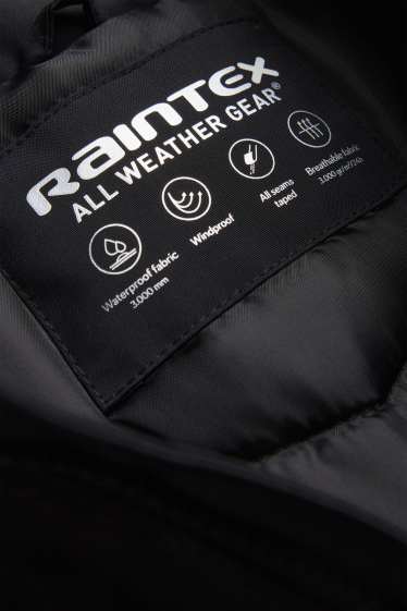 Bambini - Parka con riporto di ecopelliccia - foderato - impermeabile - nero / beige