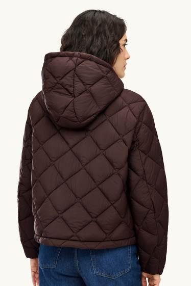 Women - Quilted jacket with hood - water-repellent - brown