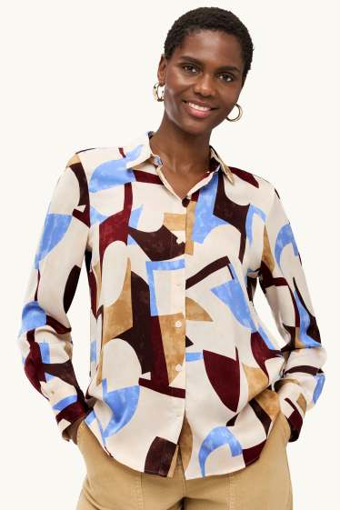 Femmes - Blouse-chemise - à motif - crème