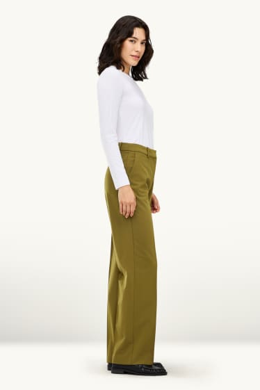 Dames - Business-broek - high waist - wide leg - groen