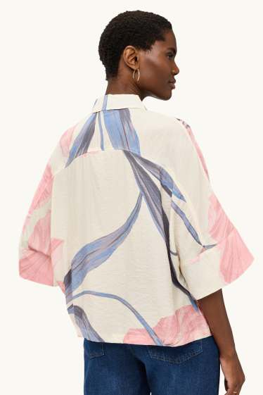 Femmes - Blouse-chemise - à fleurs - crème
