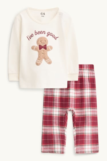 Unisex - Mini Me - pan di zenzero - pigiama natalizio per neonati - 2 pezzi - bianco / rosso