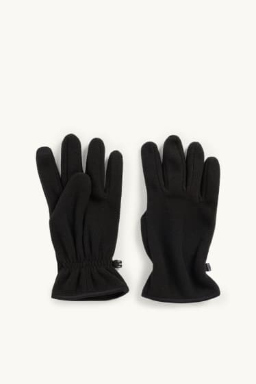 Hommes - Gants à fonction tactile en polaire - noir