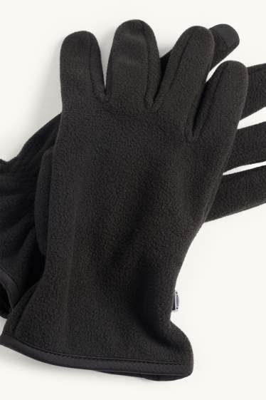 Hommes - Gants à fonction tactile en polaire - noir