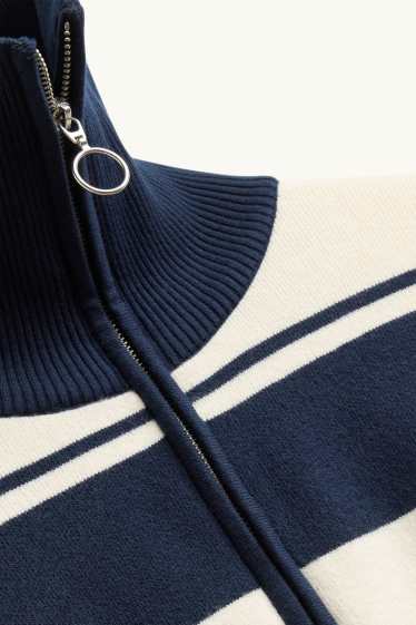 Dames - Trui - gestreept - donkerblauw / crème wit
