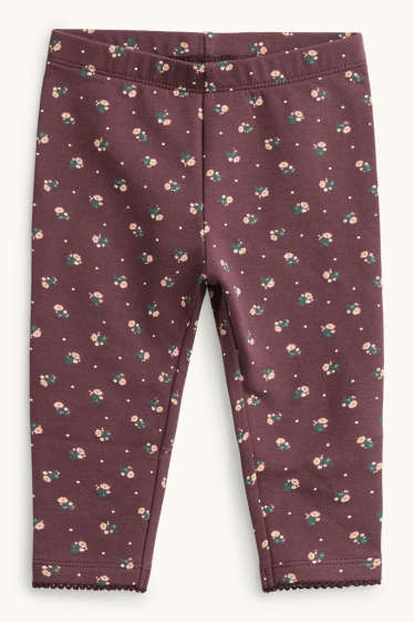 Baby Mädchen - Blümchen - Baby-Outfit - 3 teilig - bordeaux / weiß