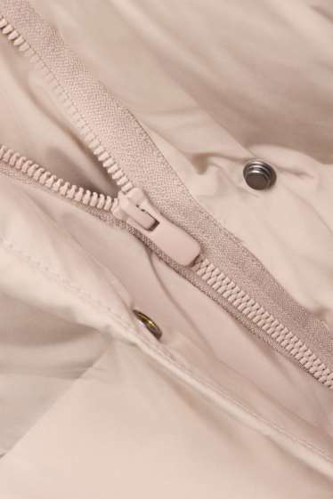 Women - Quilted coat with hood - lined - water-repellent - beige