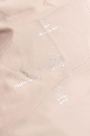 Women - Quilted coat with hood - lined - water-repellent - beige
