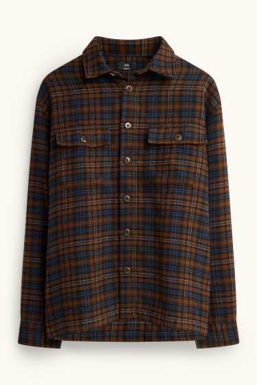 Hommes - Chemise - loose fit - à carreaux - marron / bleu foncé
