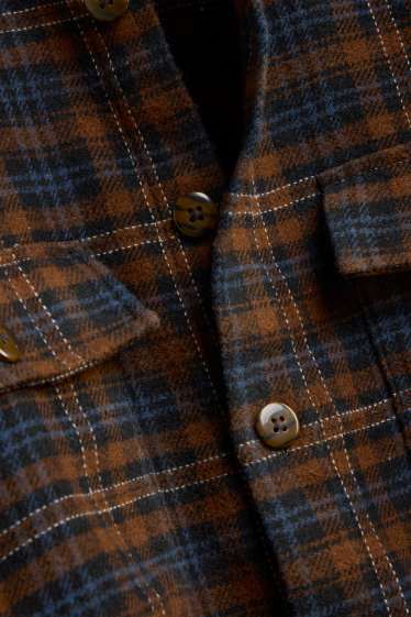 Hommes - Chemise - loose fit - à carreaux - marron / bleu foncé