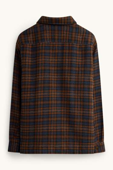 Hommes - Chemise - loose fit - à carreaux - marron / bleu foncé