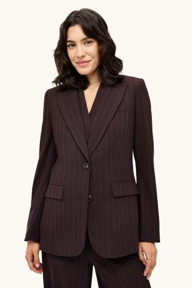 Femei - Blazer lung - regular fit - cu dungi - maro închis