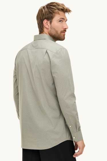 Men - Shirt - regular fit - button-down collar - patterned - khaki