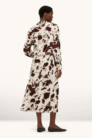 Donna - Gonna - fantasia - marrone / bianco crema