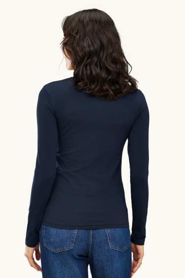 Femei - Tricou cu mânecă lungă - slim fit - albastru închis