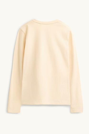 Dámské - Tričko s dlouhým rukávem - slim fit - krémově bílá
