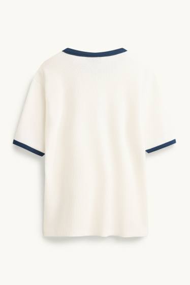 Heren - T-shirt - relaxed fit - met structuur - wit