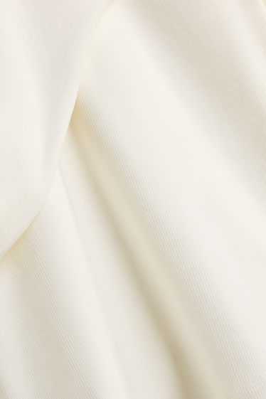 Dona - Samarreta de mànigues llargues - slim fit - acanalada - blanc trencat