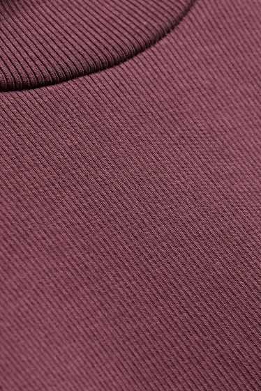 Damen - Langarmshirt - Slim Fit - gerippt - bordeaux
