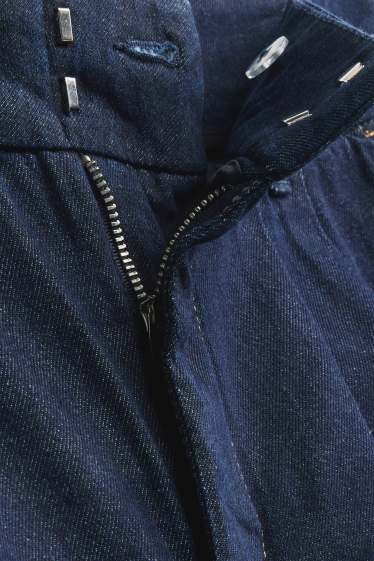 Dames - Denim harembroek - mid waist - barrel leg - jeansdonkerblauw