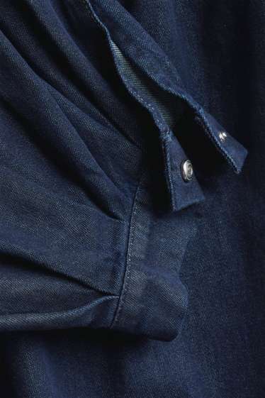Dames - Denim harembroek - mid waist - barrel leg - jeansdonkerblauw