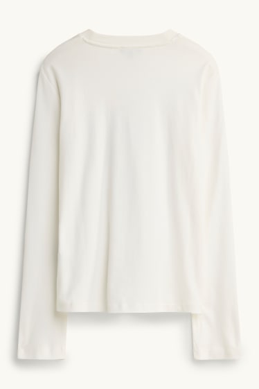 Dames - Longsleeve - regular fit - glanseffect - wit / goud