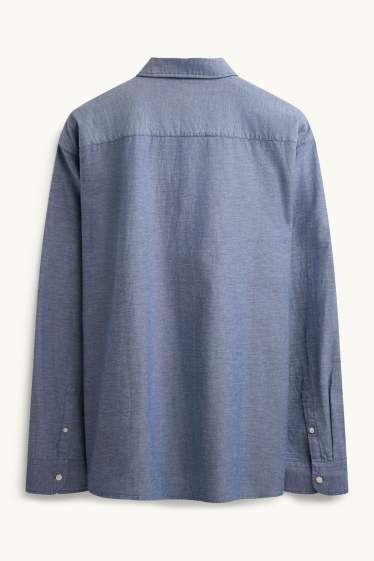 Herren - Hemd - Regular Fit - Button-down - blau-melange