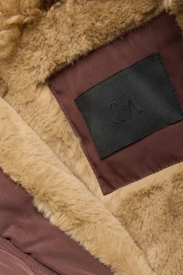 Damen - Parka mit Kapuze und Kunstfellbesatz - gefüttert - braun