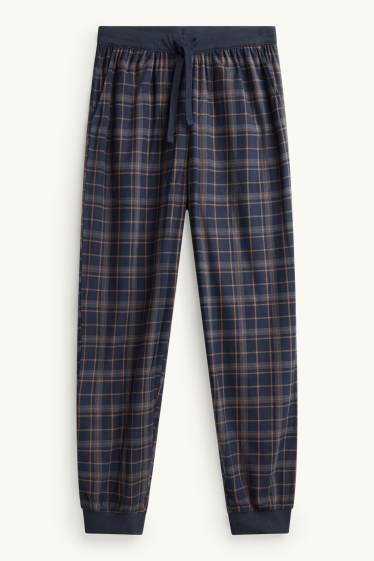 Bărbați - Pantaloni de pijama - în carouri - maro / albastru închis