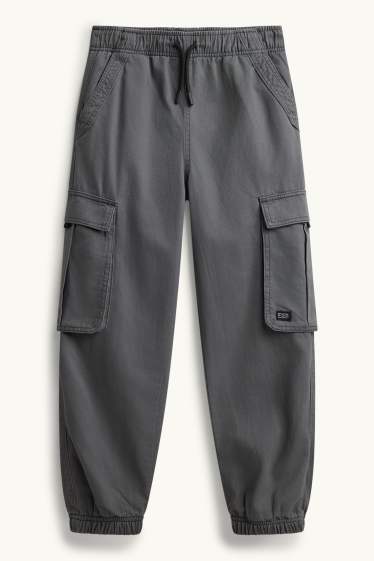Kinder Buben - Cargo Jeans - Thermojeans - dunkelgrau