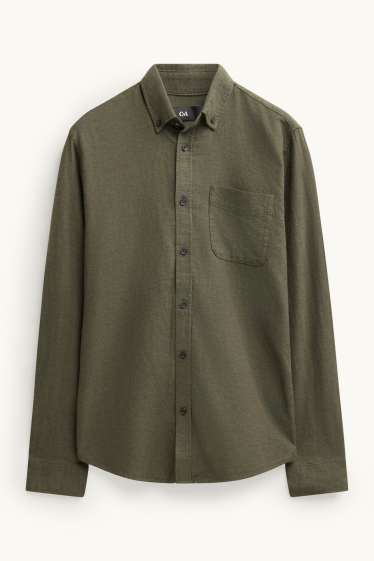 Pánské - Košile - regular fit - button-down - tmavozelená