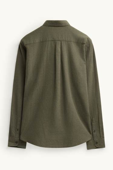 Pánské - Košile - regular fit - button-down - tmavozelená
